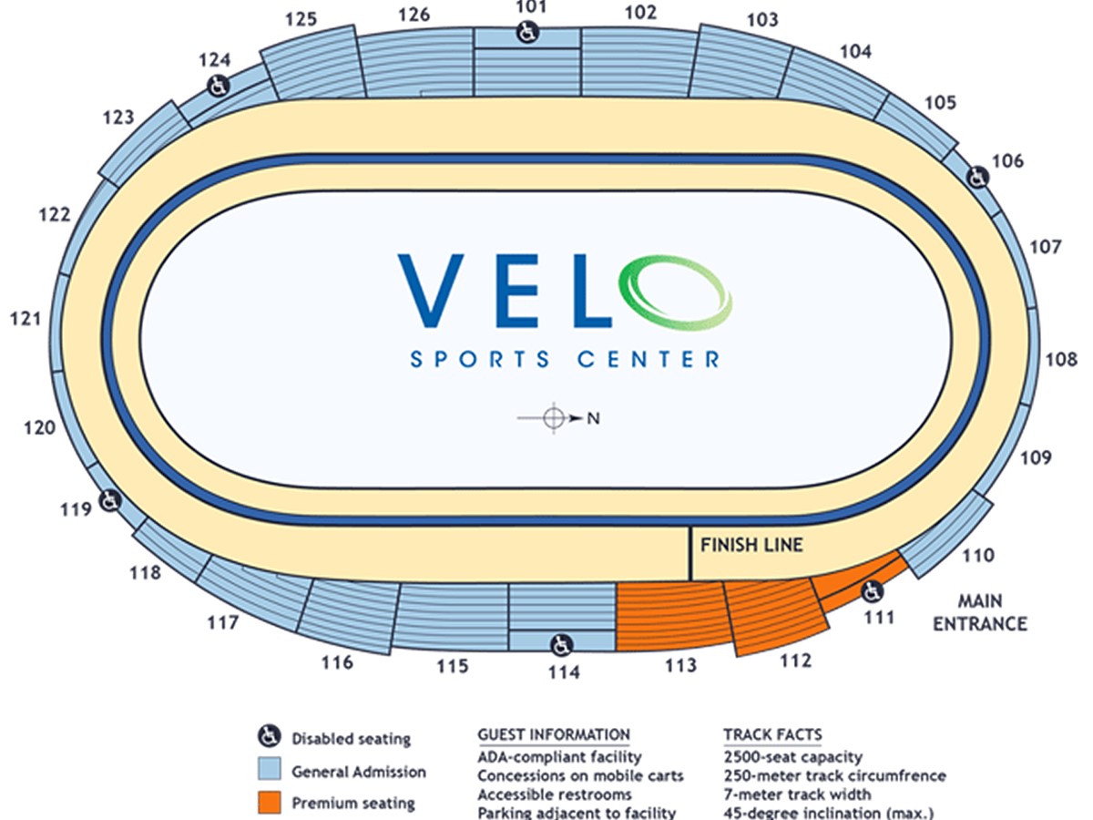 Carson Velodrome seating plan