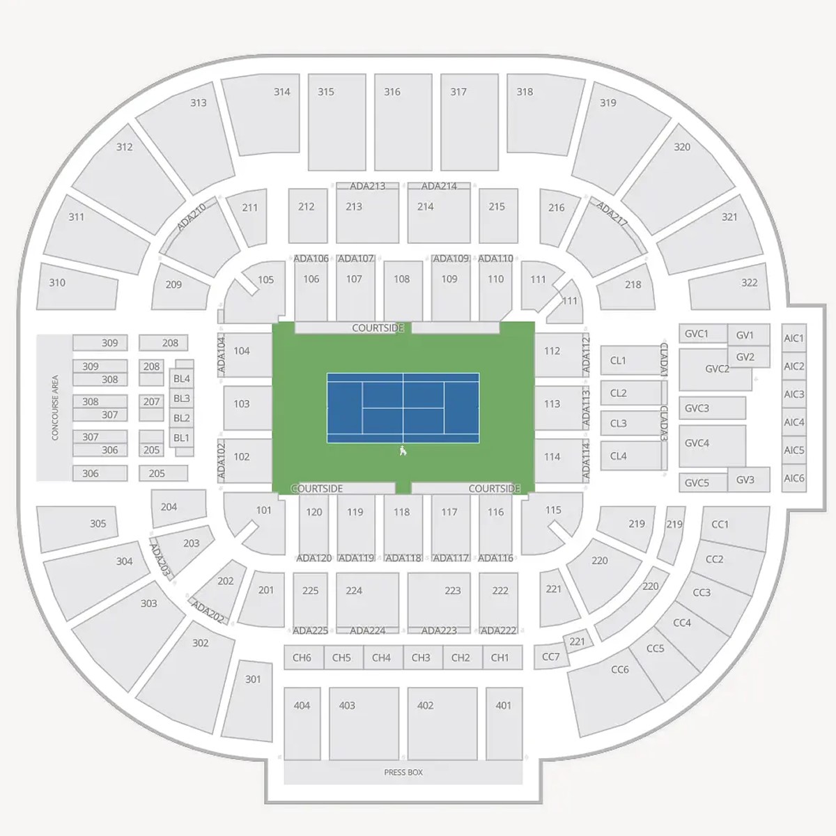 Carson Courts Tennis seating plan