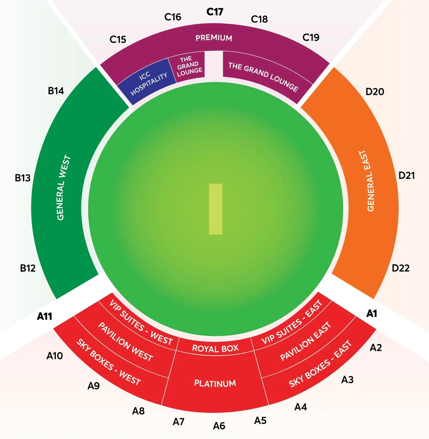Dubai International Cricket Stadium seating plan