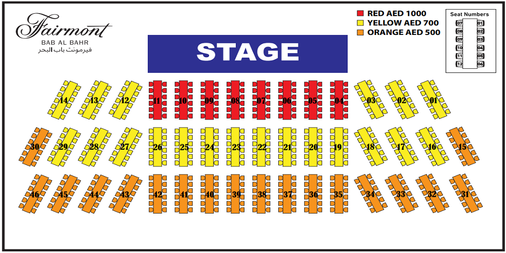 Fairmont Bab Al Bahr seating plan