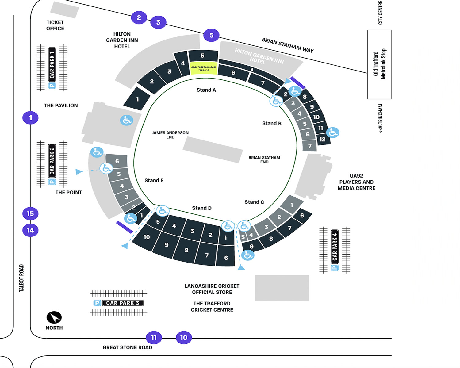 Old Trafford Cricket Ground seating plan