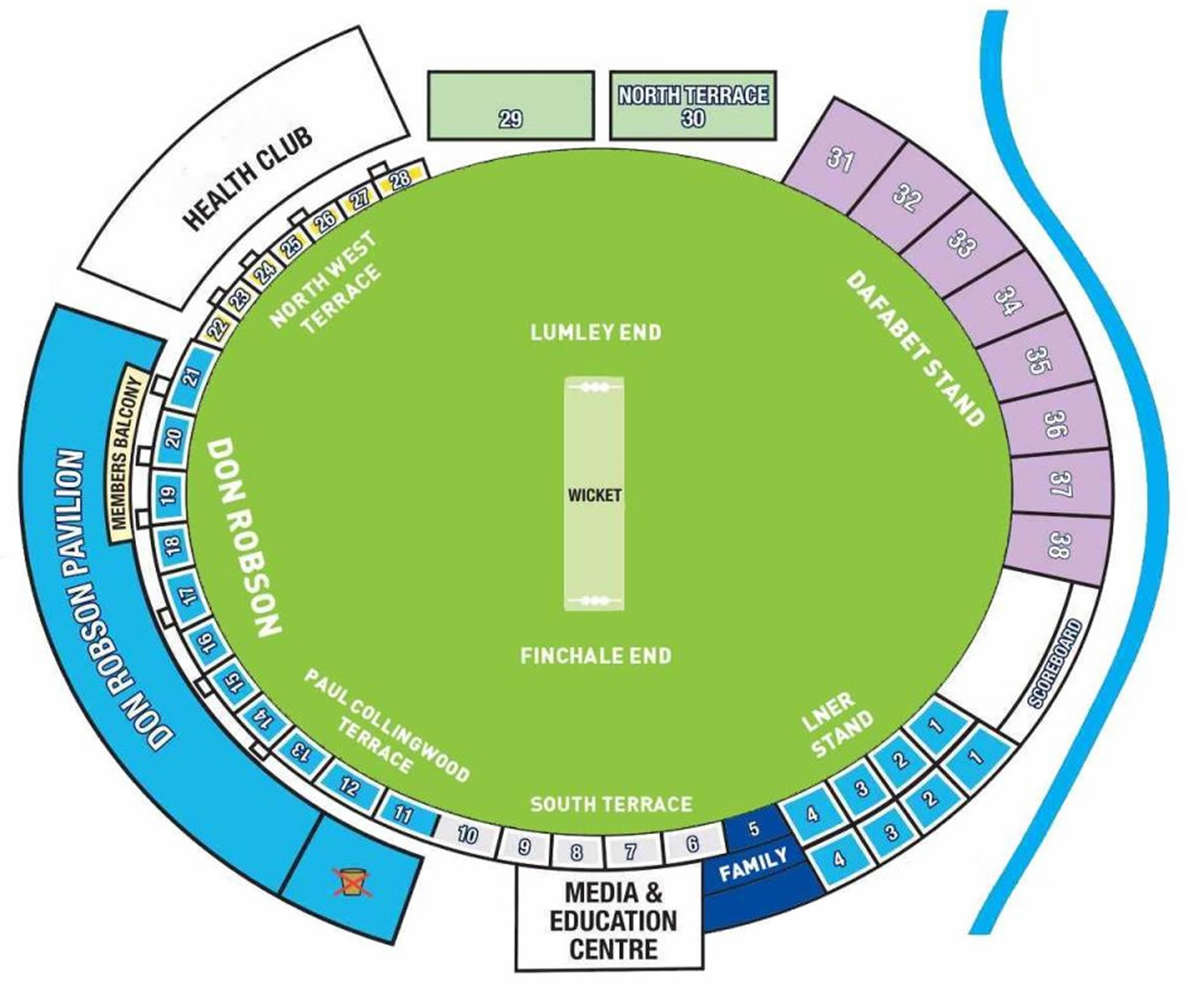 The Riverside Cricket Ground seating plan