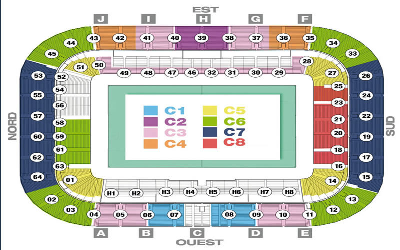 Stade de Bordeaux seating plan