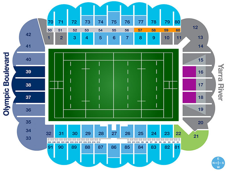 Perth Rectangular Stadium seating plan