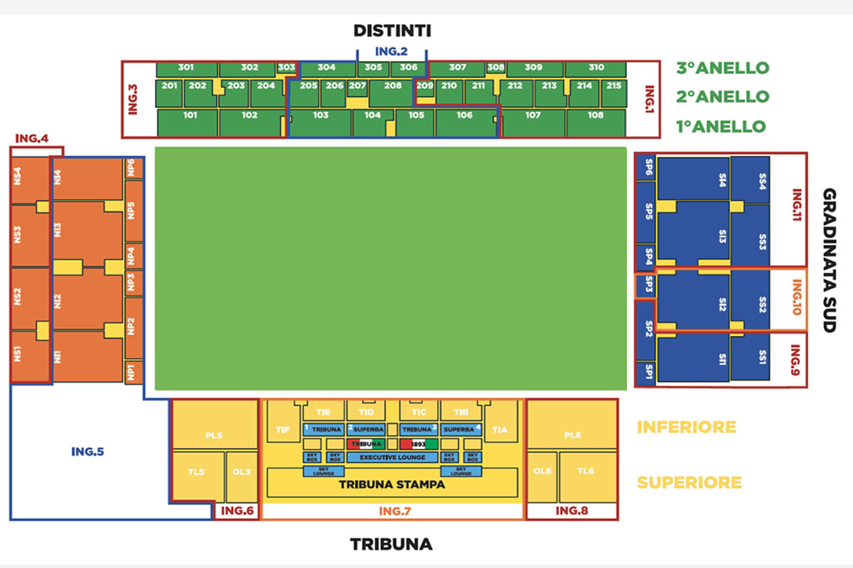  Stadio Luigi Ferraris seating plan