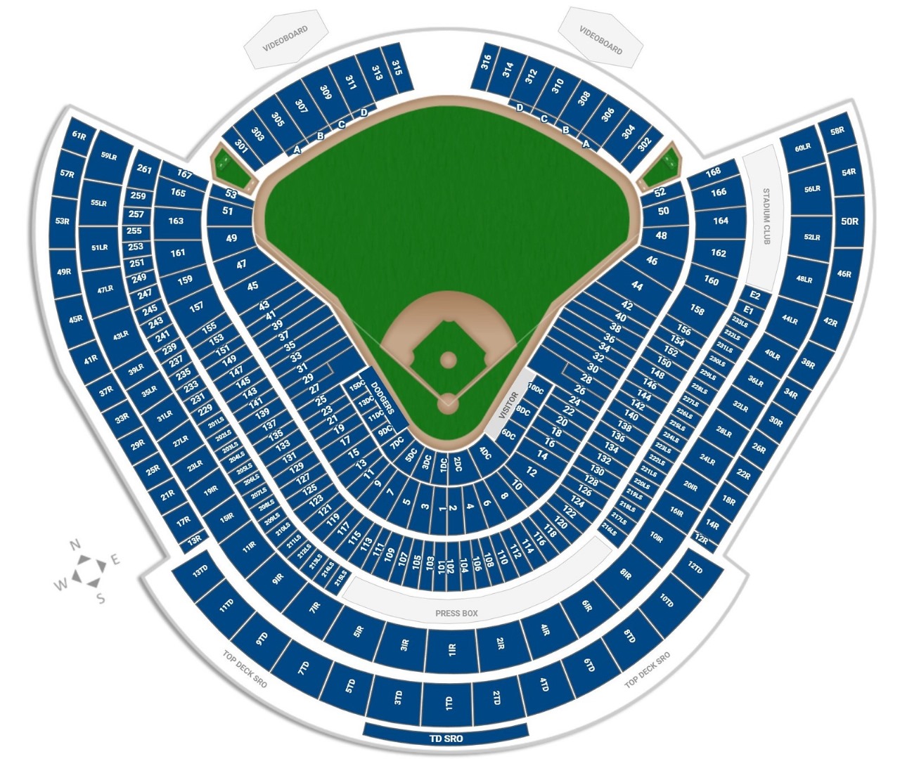 Dodger Stadium seating plan